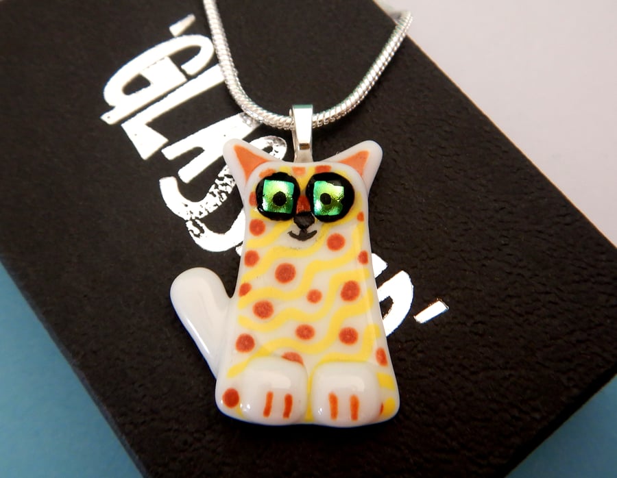 Handmade Fused Glass 'Cat' Pendant