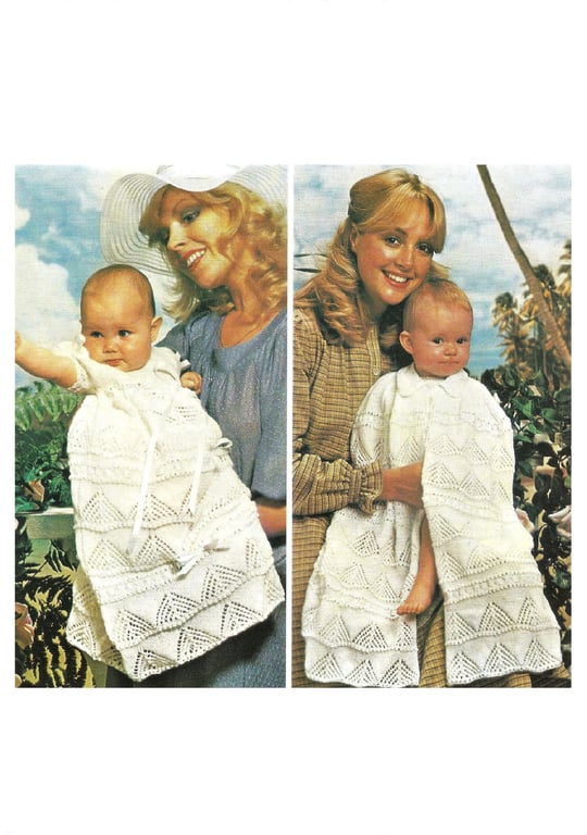 VINTAGE KNITTING PATTERN Babies Christening Robe