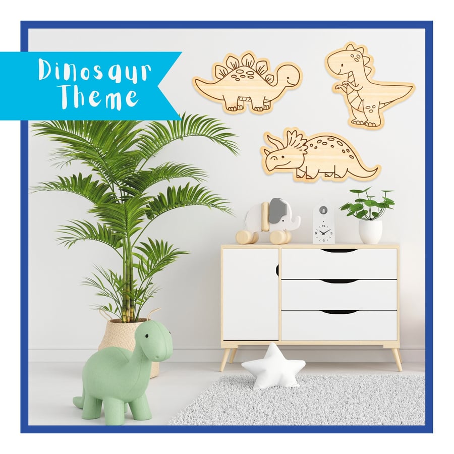Dinosaur Wooden Wall Decor for Children's room, Nursery, Playroom, Kid's bedroom