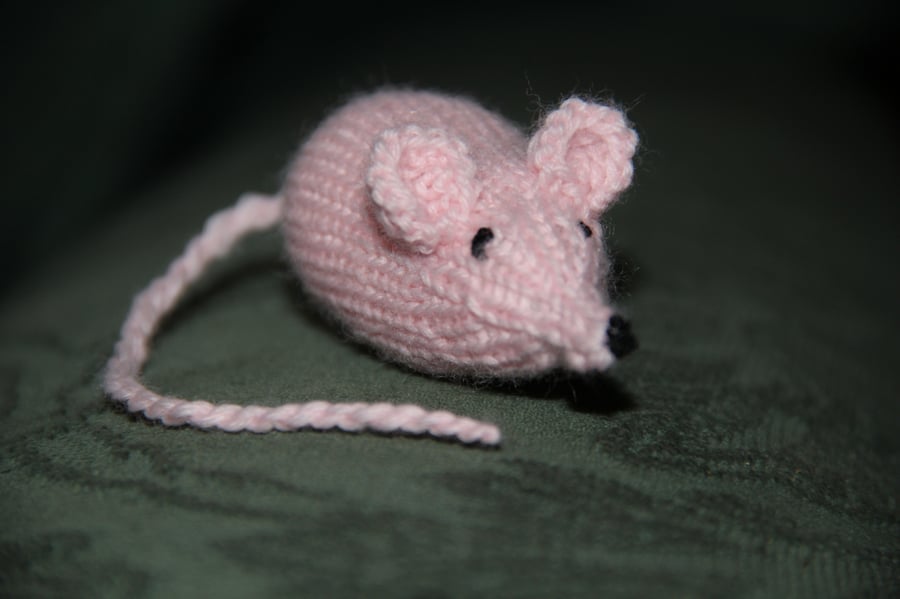 Hand Knitted Cream Striped Catnip Mouse