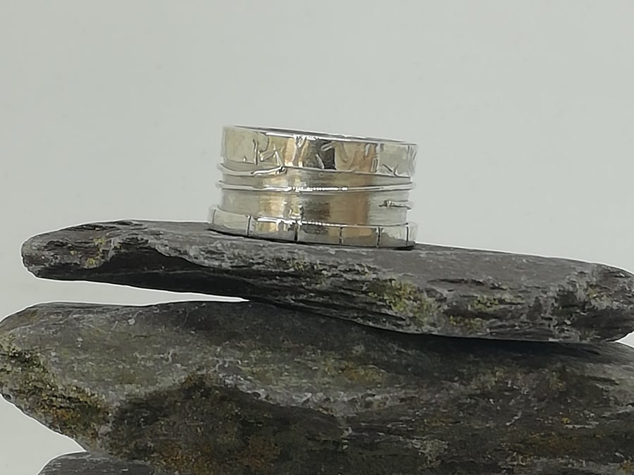 Deep Silver Ring of Textured Layers