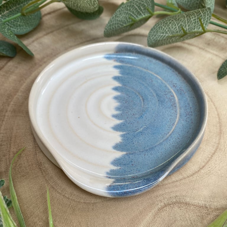 Handmade Ceramic Blue and White Spoon Rest