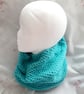 Turquoise hand-knitted cowl - Image 1