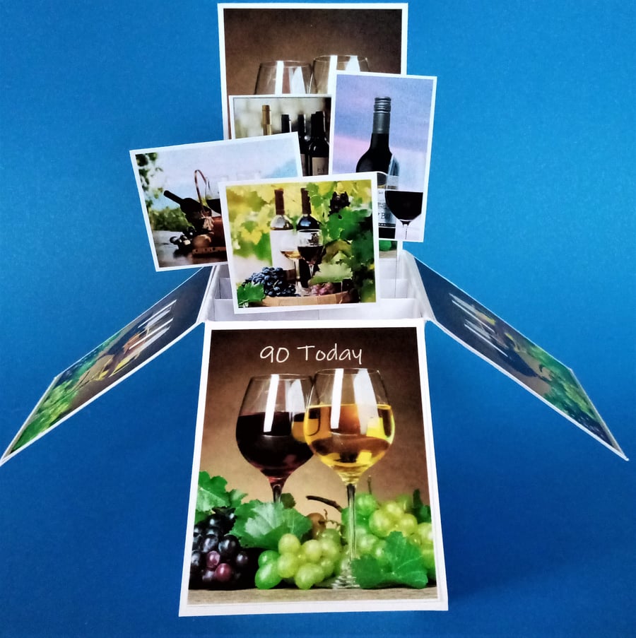 Men's 90th Birthday Card with Wine