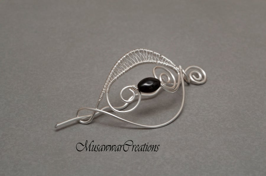 Bridal hair bun slide, Silver Hair bun holder, silver bun pin, silver hair slide