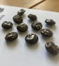 12 Vintage Czech Glass Brown and Silver Glass Buttons - 14mm - Image 2