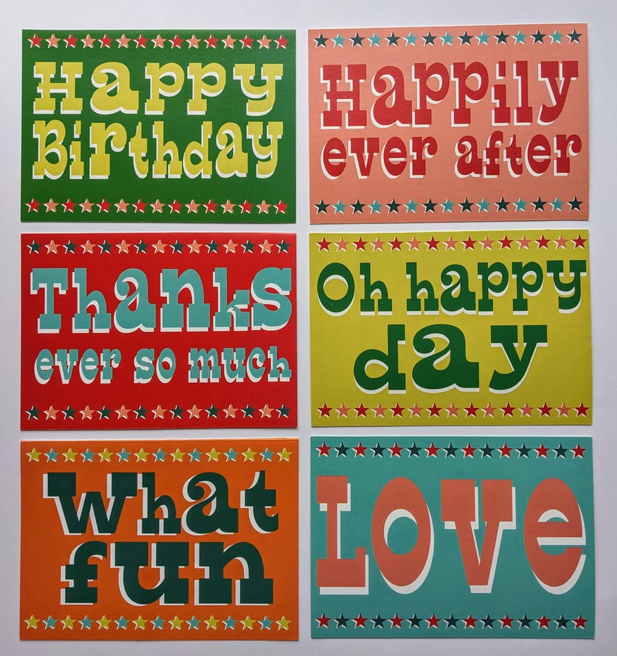 Set of 6 Circus cards