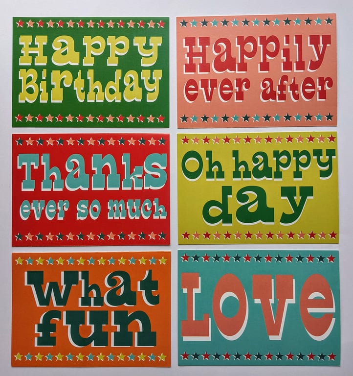 Set of 6 Circus cards