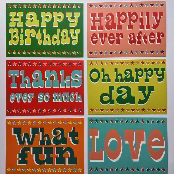 Set of 6 Circus cards