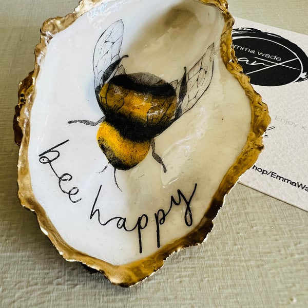 Bumble Bee Dorset Oyster Shell Trinket Dish. Ring dish, Jewellery Storage. 