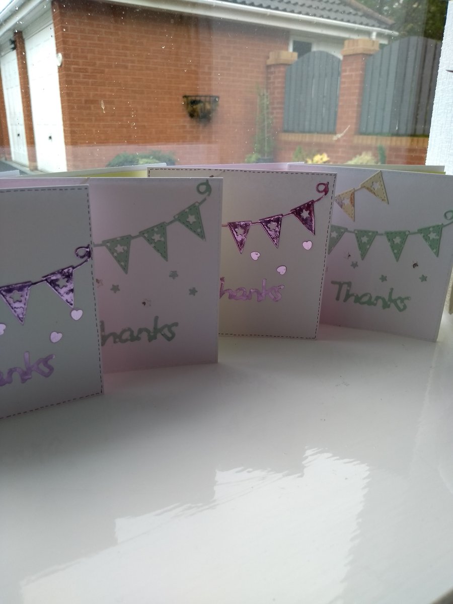  pack of 4 bunting thank you cards