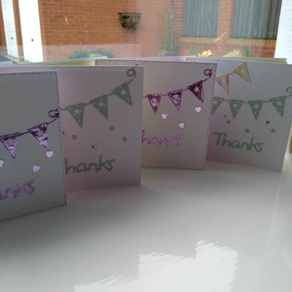  pack of 4 bunting thank you cards