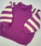 Round Neck Jumper with Patterned Front and Striped Sleeves,Custom Make - Image 1