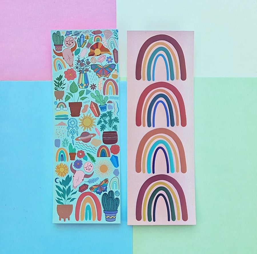 Boho Bookmarks, rainbow bookmark, bohemian gifts, bookmark set, boho rainbow, fl