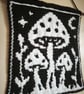Crochet tapestry wall hanging goth decor mushroom night forest - Image 3