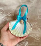 Handmade Seashell Wall Hanging – Coastal Beach Decoration with Blue Ribbon - Image 4
