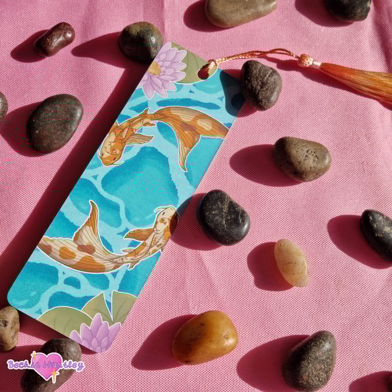 Koi Pond Bookmark - Matte Bookmark With Tassel - Reading Accessories