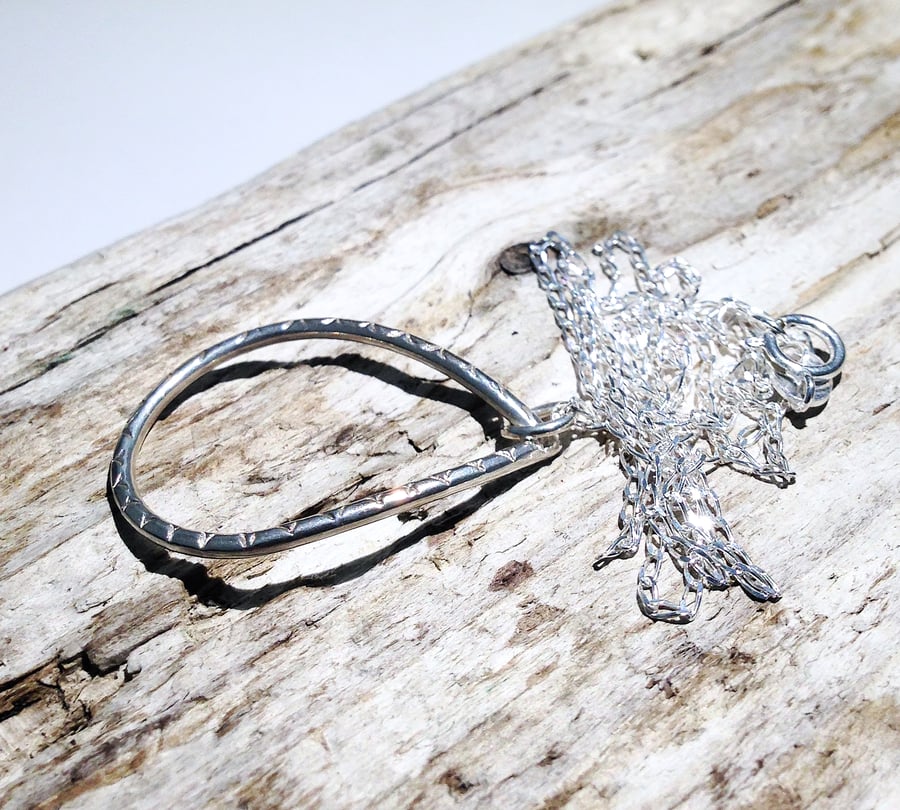  Handmade Sterling Silver Teardrop Pendant Necklace (NKSSPDTD2) - UK Free Post