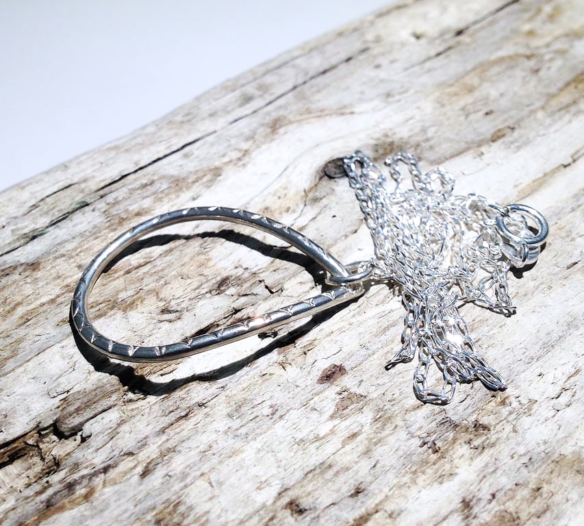  Handmade Sterling Silver Teardrop Pendant Necklace (NKSSPDTD2) - UK Free Post