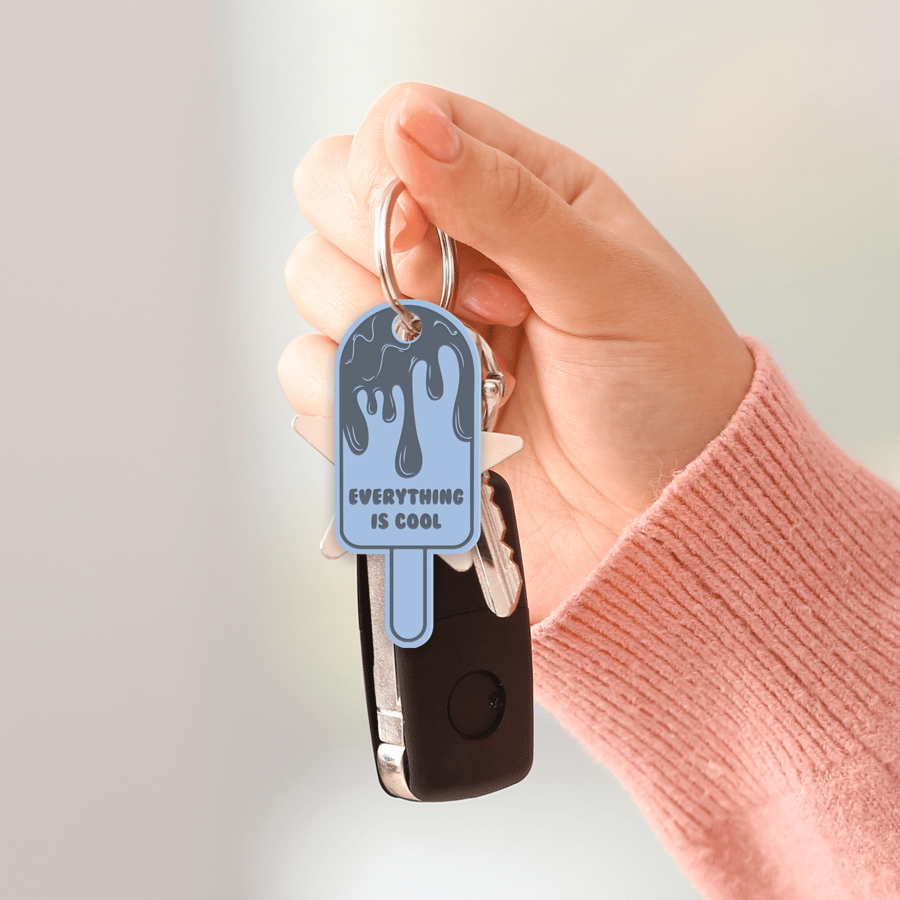 Everything Is Cool, Ice Cream Drip Keyring, Car Accessory, Acrylic Keyring