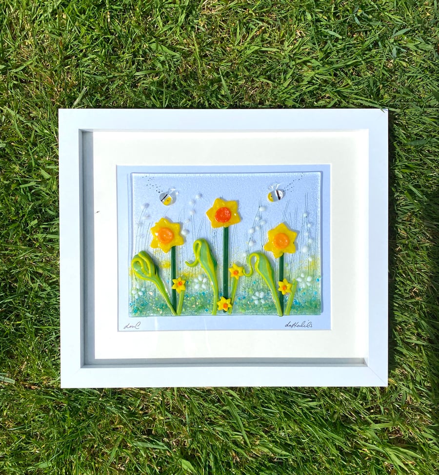 Daffodils- fused glass art
