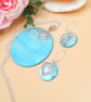 Turquoise Shell and Heart Pendant with Matching Earrings, Gift for Her - Image 6