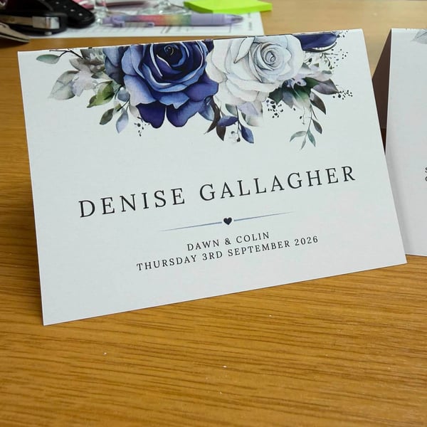 Personalised Tent Fold Wedding Place Cards - Pack of 10 Custom Place Cards