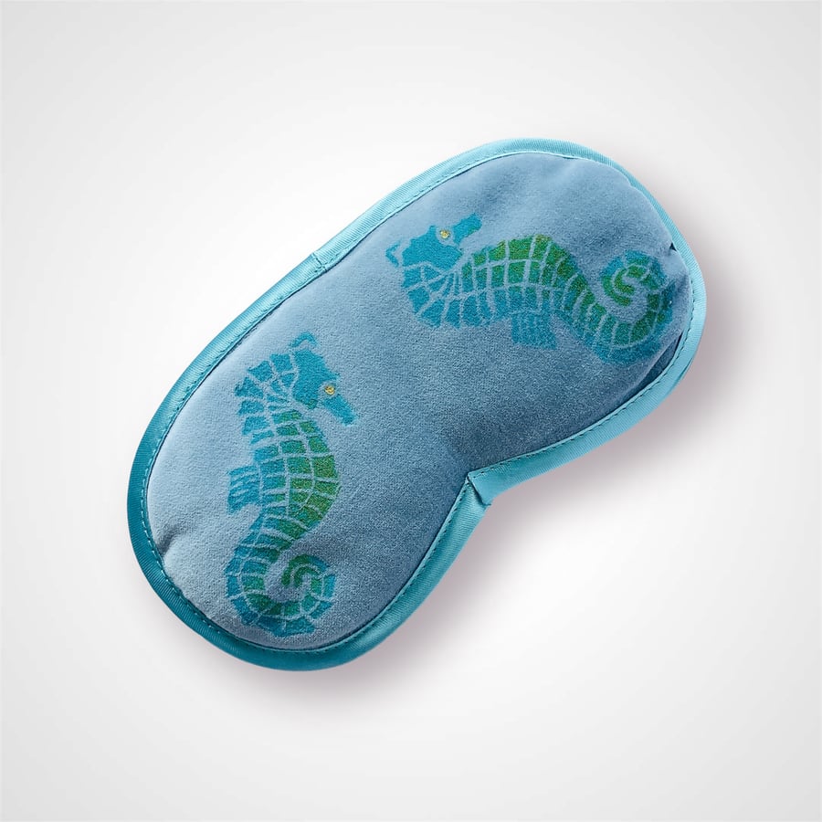 Sky Blue Seahorses Velvet Lavender Infused Eye Mask