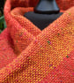 Handwoven Merino, Silk & Llama Scarf – Orange, Red & Gold - Image 7