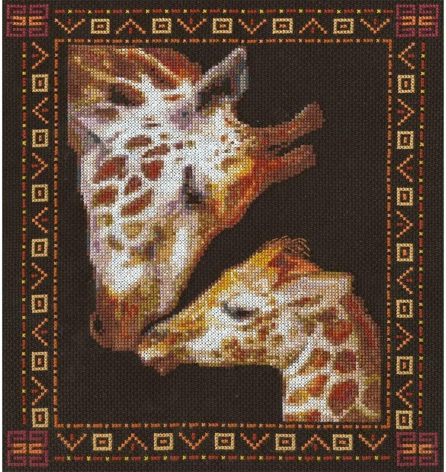 Nuzzling Giraffes Counted Cross Stitch Kit
