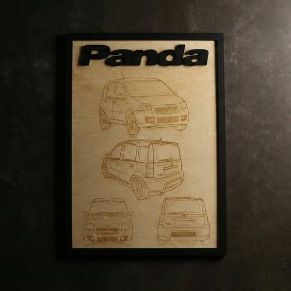 Personalised A3 Birch Plywood Car Blueprint Art - Custom 3D Laser Engraved Sign 