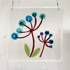 Fused Glass Square Seed Heads Hanging - Handmade Glass Suncatcher