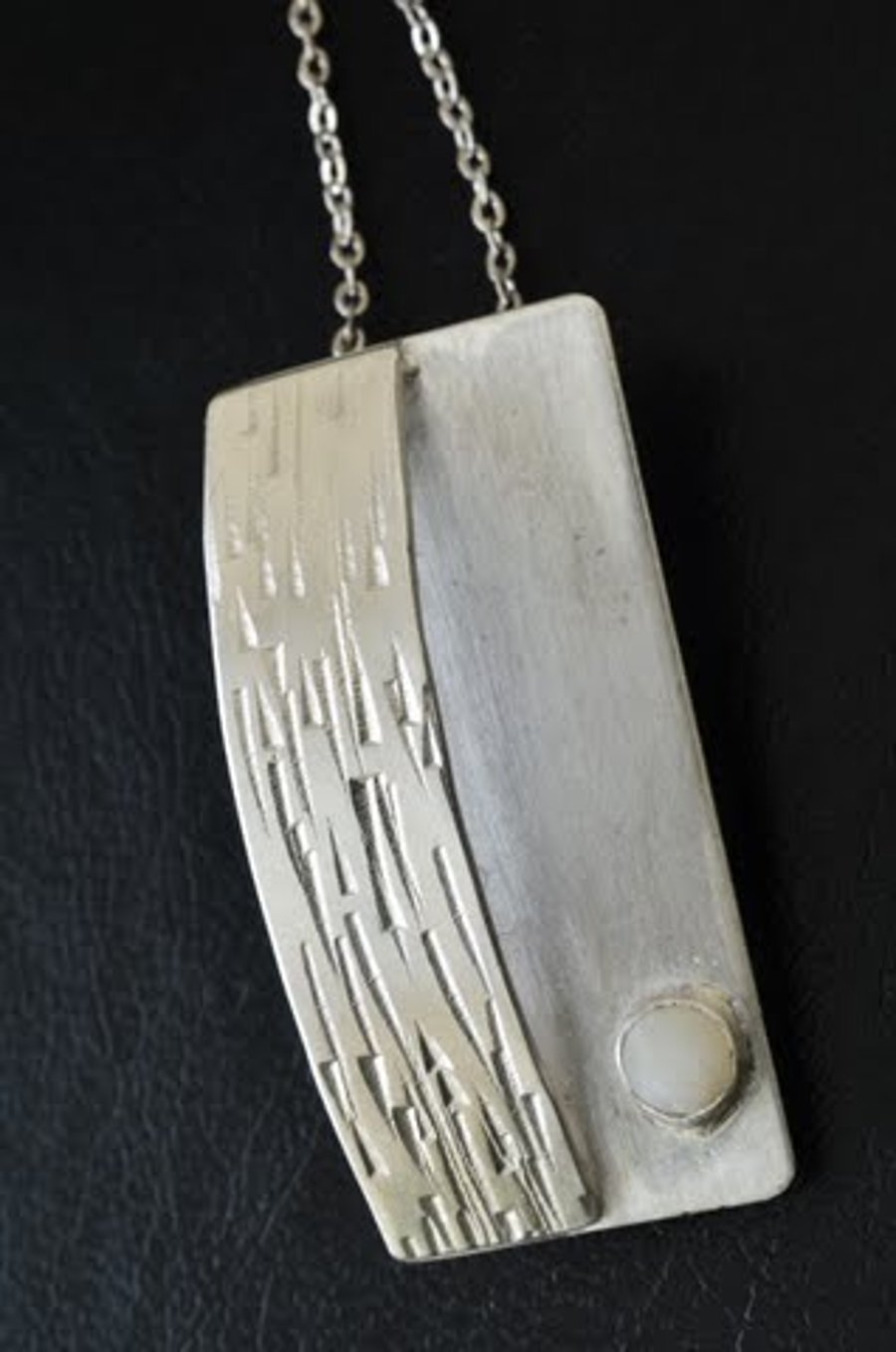 Sterling silver rectangle pendant with opal gem... Folksy