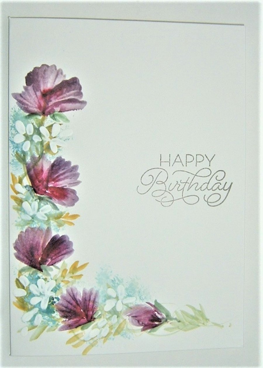 original hand painted Birthday card ( ref F 308)