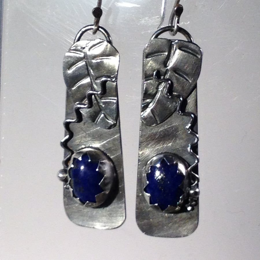 Silver and Lapis 'Plum' earrings