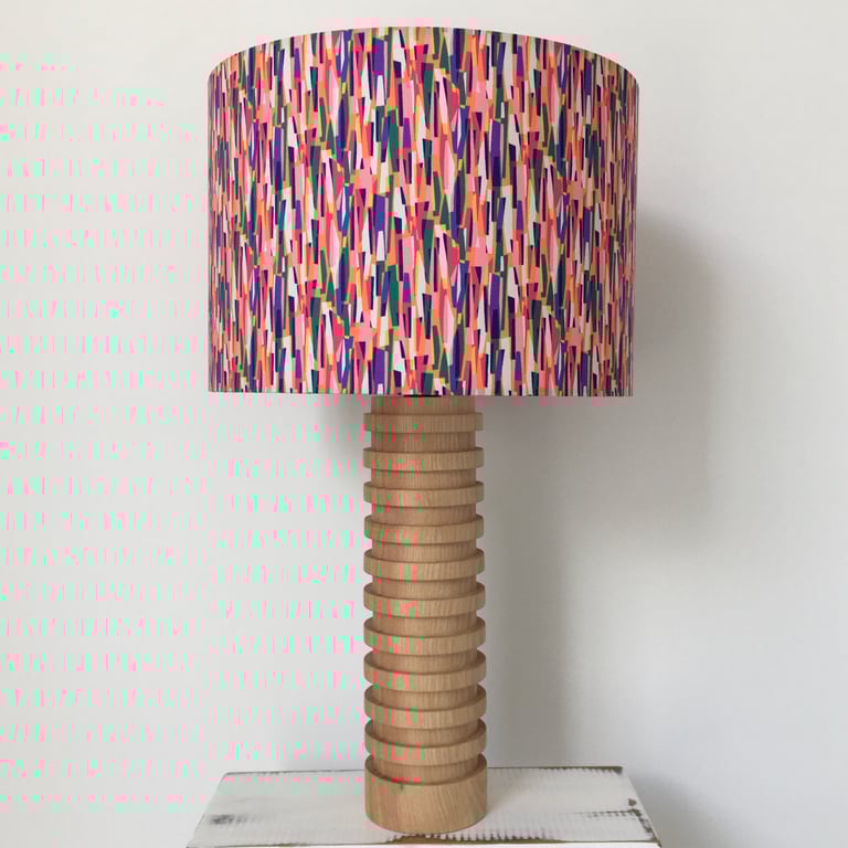 Handmade bright geometric 1980's inspired drum lampshade