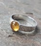  Silver Ring with leaf pattern and Citrine - November birthstone  - Image 1