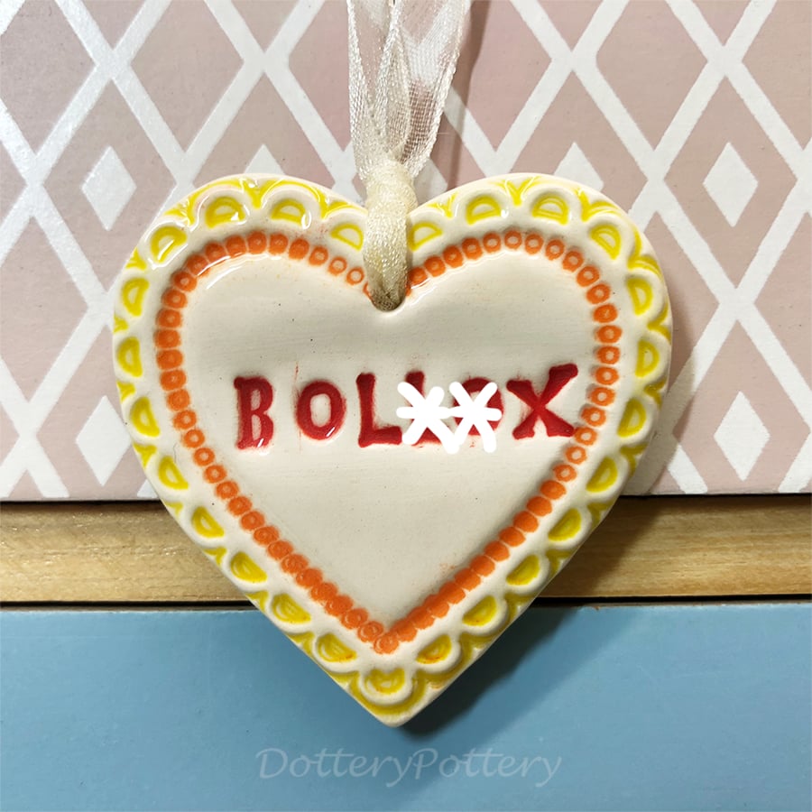 Small Ceramic heart decoration Swear words 