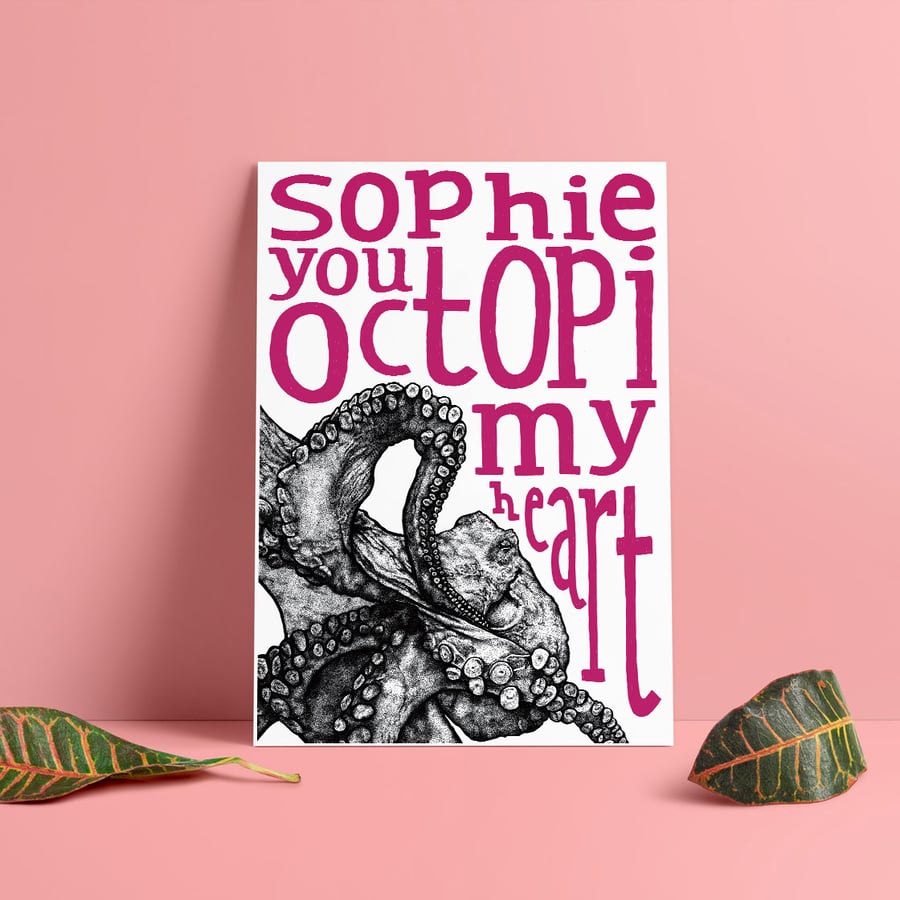 Personalised Octopus Print A4