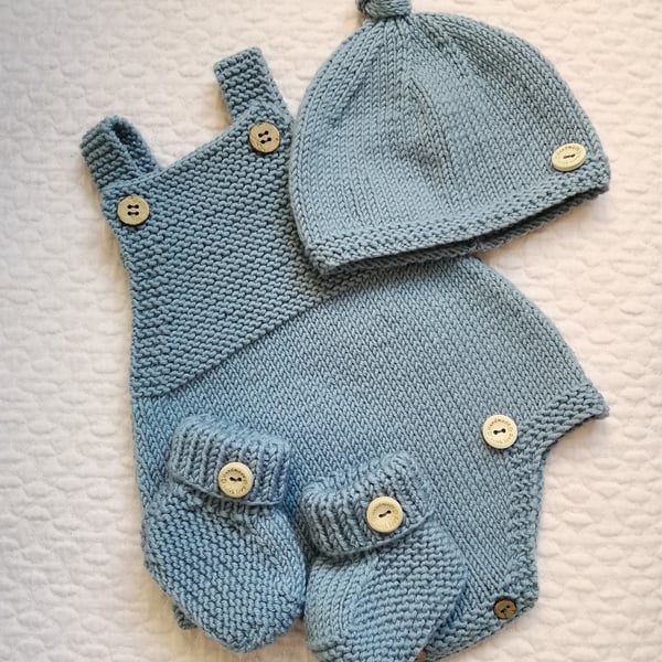Hand knitted baby booties,hat and romper gift set, coming home outfit newborn  