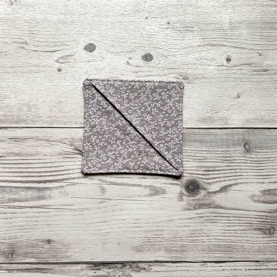 Grey ditsy floral cotton fabric corner bookmark. Book lovers gift. 