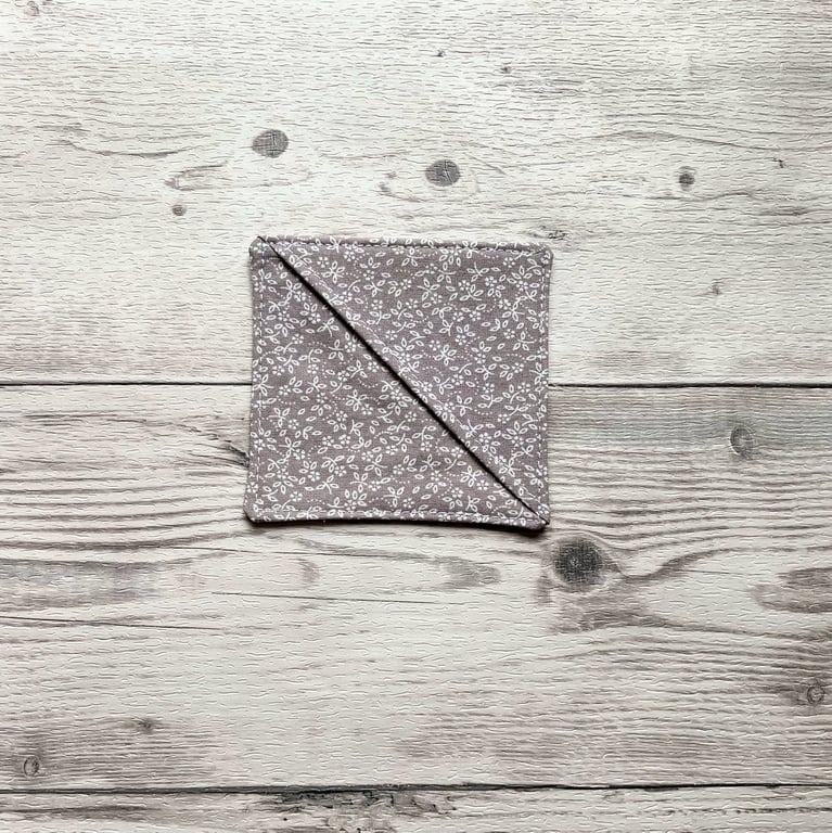 Grey ditsy floral cotton fabric corner bookmark. Book lovers gift. 