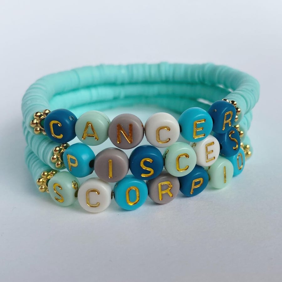 Star sign bracelet stackers, Zodiac, Water signs, Cancer, Pisces, Scorpio 