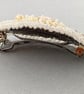 Bridal Peach Pearl Beaded Vintage Style Hair Barrette Clip - Image 9