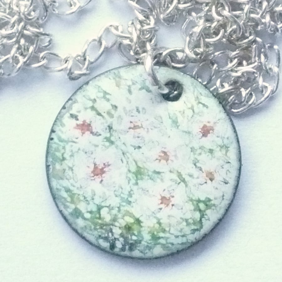 Painted enamel pendant (small) - dogrose