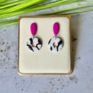 Colour & Monochrome - Hot Pink Teardrop & Smooch Earrings