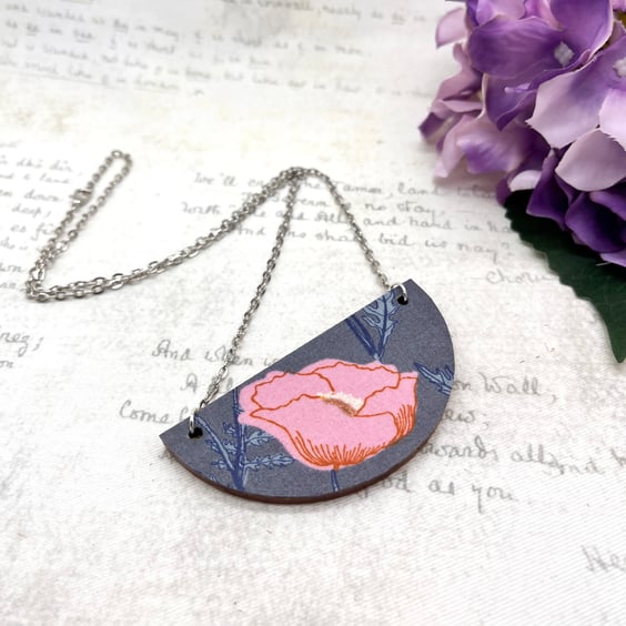 Perfectly Imperfect - Icelandic pink poppy statement necklace nature lover gifts