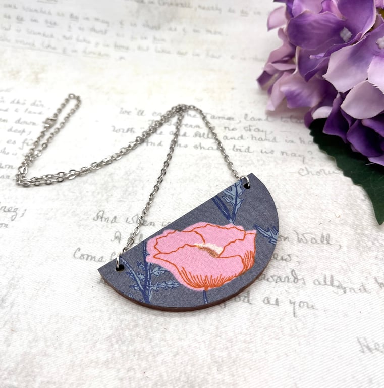 Perfectly Imperfect - Icelandic pink poppy statement necklace nature lover gifts
