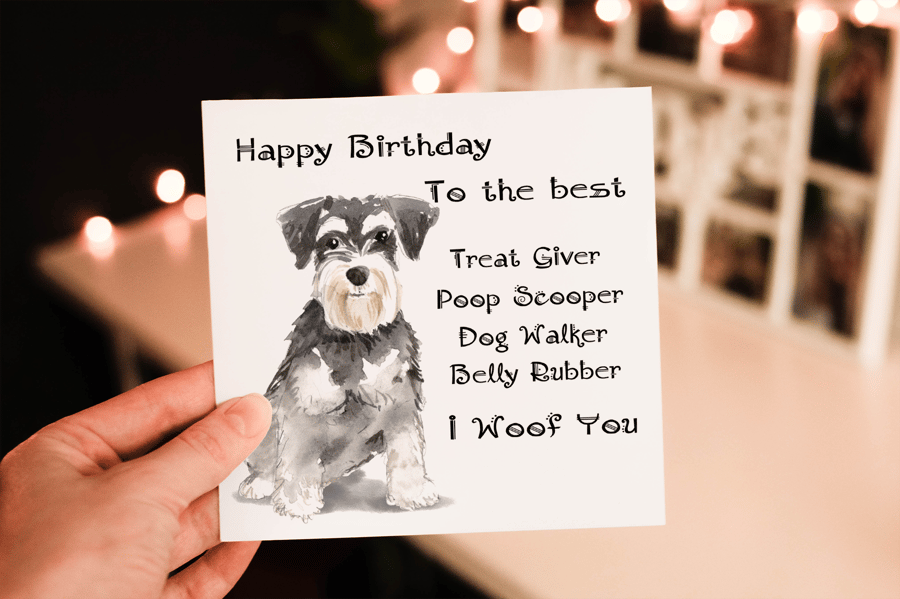 Schnauzer Dog Birthday Card, Dog Birthday Card, Personalized Dog Breed