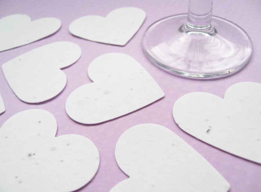 100 White Plantable Seed Hearts 280gsm - WildFlower Biodegradable Eco Friendly